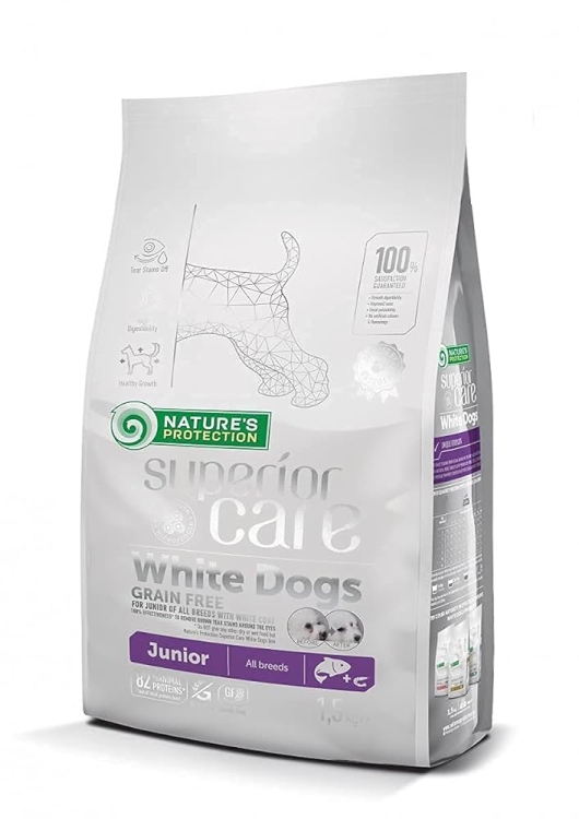 Nature's Protection Superior Care White Dogs Junior Łosoś /Kreweetki 1,5kg