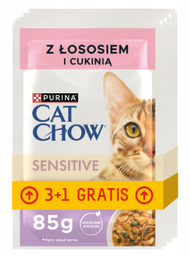 Cat Chow saszetka 85g Sensitive Łosoś Z Cukinią PROMO 3+1 Gratis