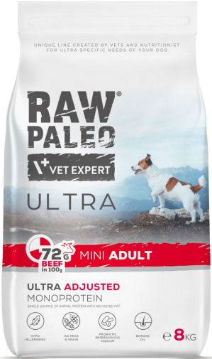 Raw Paleo Ultra Dla Psa Sucha Mini Adult Wołowina 8kg