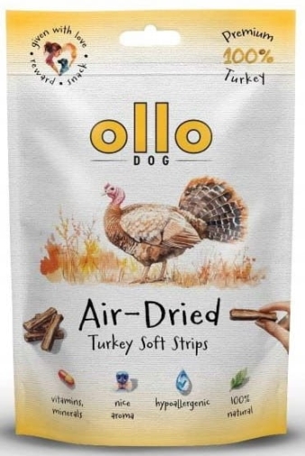 Ollo Air-Dried 100% Przysmak dla Psa Indyk Strips 80g