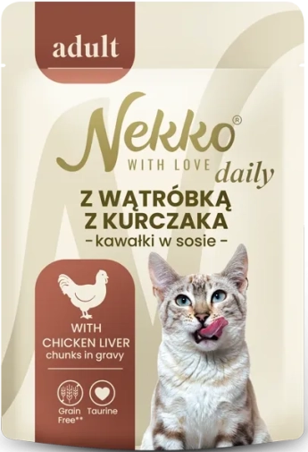 Nekko Daily saszetka Dla Kota Adult Wątróbka Kurczaka Kawałki w sosie 85g