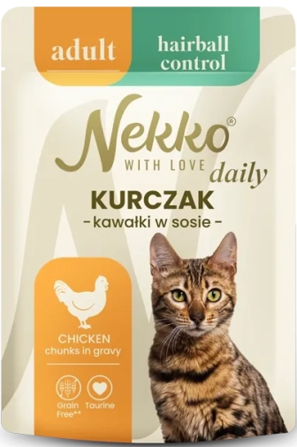 Nekko Daily saszetka Dla Kota Adult Hairball Control z Kurczakiem 85g