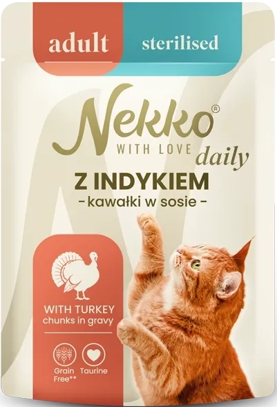 Nekko Daily saszetka Dla Kota Adult Sterilised Kawałki Indyka w sosie 85g
