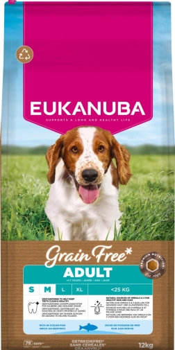 Eukanuba Grain Free Adult S/M Ryby Ocean 12kg