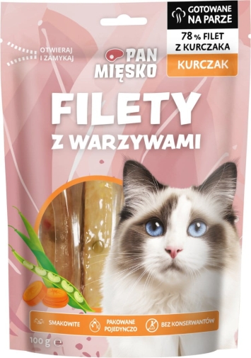 Pan Mięsko Przysmak dla kota Filety z Kurczaka I Warzyw 100g