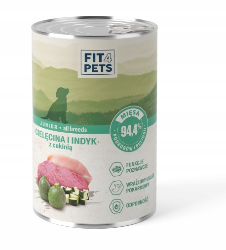 Fit4Pets koserwa 400g Puppy Cielęcina z Indykiem i Cukinią
