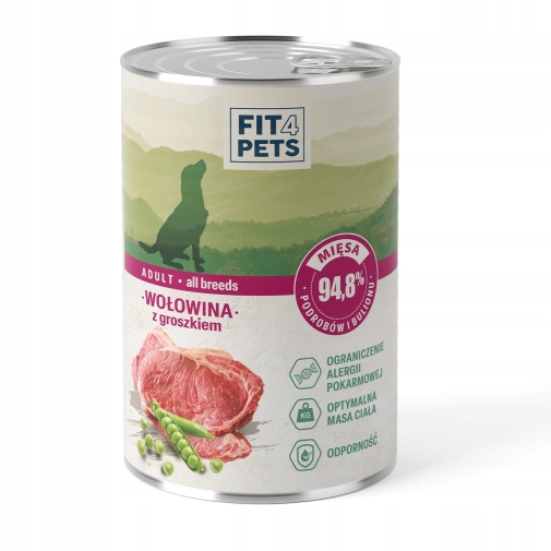 Fit4Pets koserwa 400g Wołowina z Groszkiem
