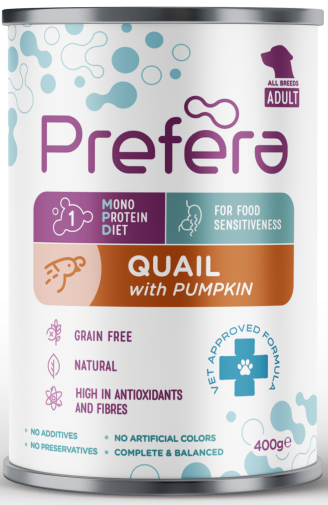 Prefera Monoprotein Przepiórka z Dynią 400g