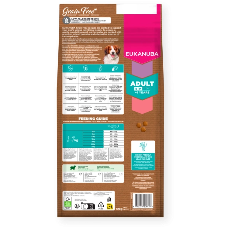 Eukanuba Grain Free Adult S/M Lamb 12kg