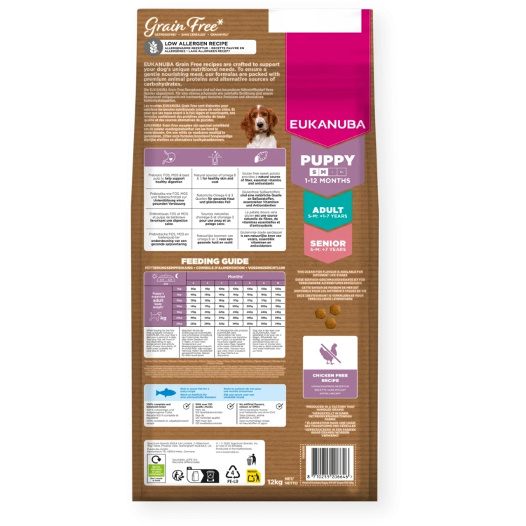 Eukanuba Grain Free Puppy S/M Ryby Oceaniczne 3kg