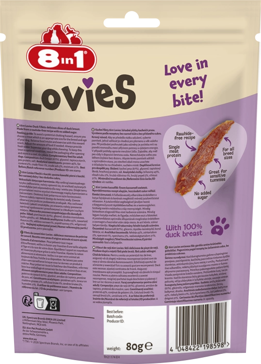 8in1 Lovies Przysmak Dla Psa Filet Z Kaczki 80g