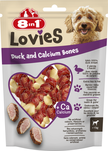 8in1 Lovies Przysmak Dla Psa Kostki Z Wapnem I Kaczką 80g