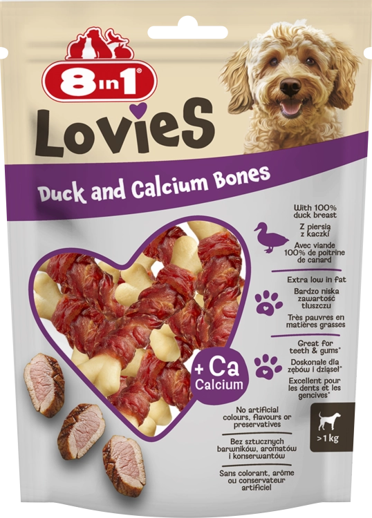 8in1 Lovies Przysmak Dla Psa Kostki Z Wapnem I Kaczką 80g