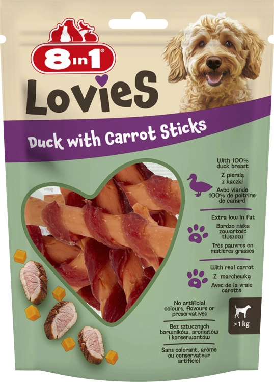 8in1 Lovies Przysmak Dla Psa Pałki Z Kaczką  I Marchewką 80g