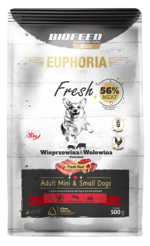 Euphoria Fresh Adult XS / S Wieprzowina z Wołowiną 500g