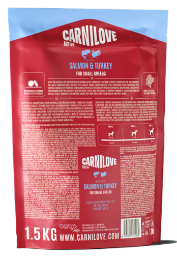 Carnilove Active Adult Small Breed Łosoś z Indykiem 1,5kg
