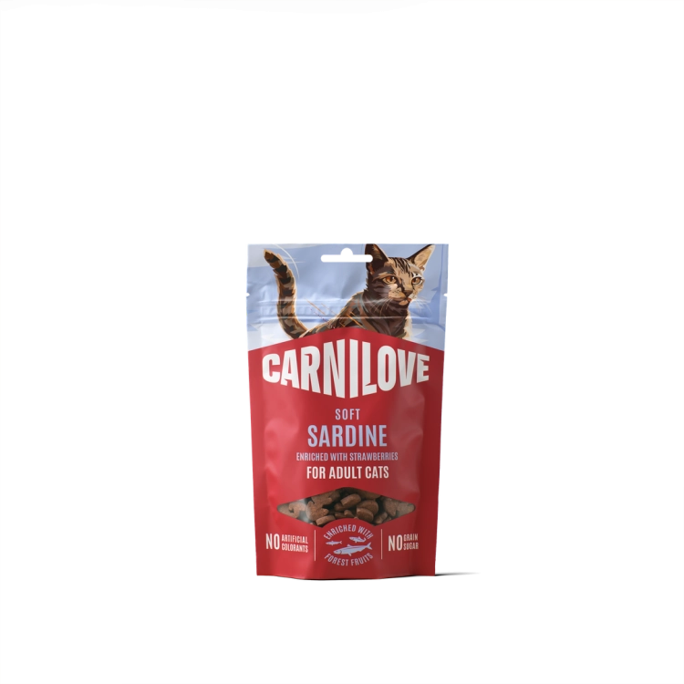 Carnilove Przysmak Dla Kota Soft Snack Sardynki z Truskawkami 50g