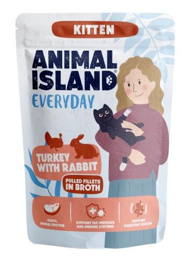 Animal Island Everyday Kitten Indyk z Królikiem w Rosole saszetka 85g