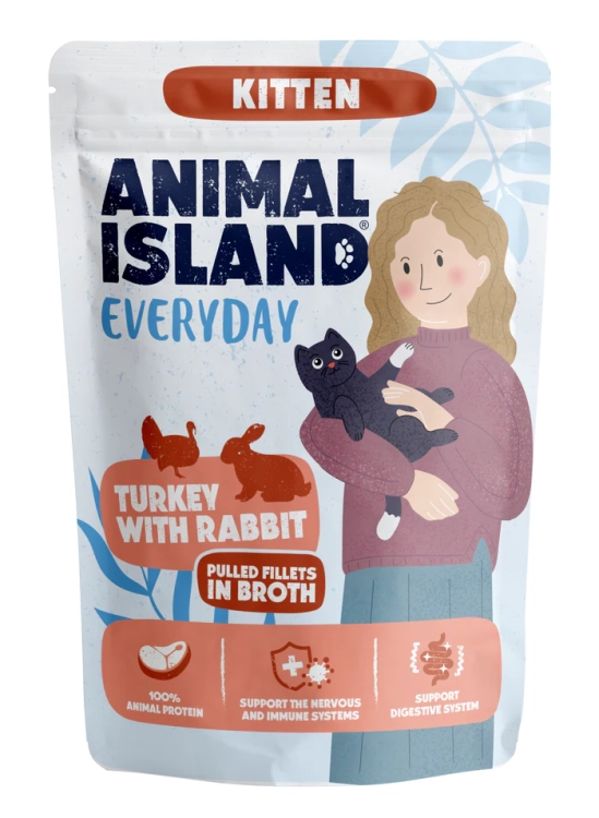 Animal Island Everyday Kitten Indyk z Królikiem w Rosole saszetka 85g