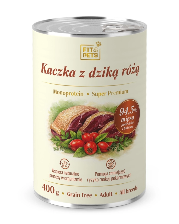 Fit4Pets koserwa 400g Kaczka z Dziką Różą