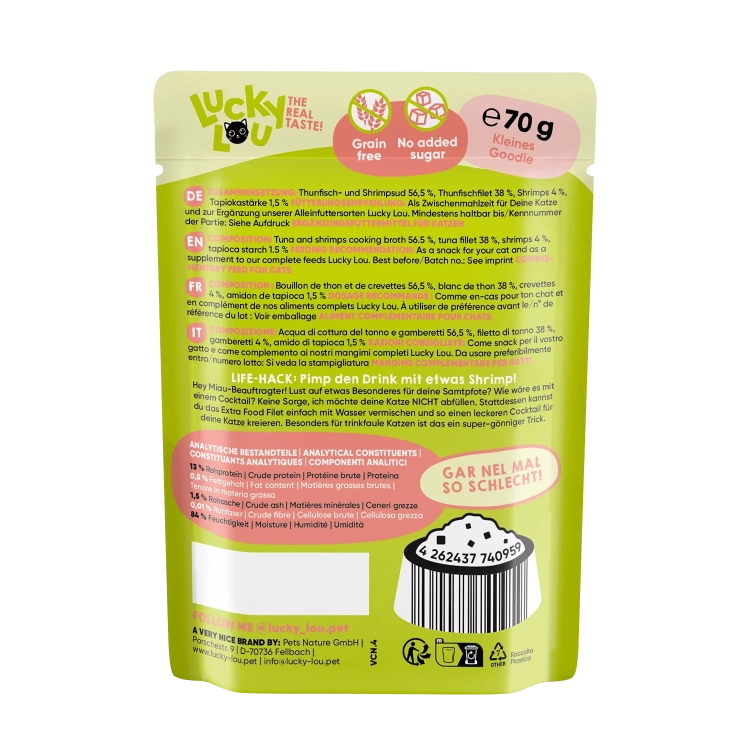 Lucky Lou Extrafood Tuńczyk z Krewetkami w Galaretce saszetka 70g