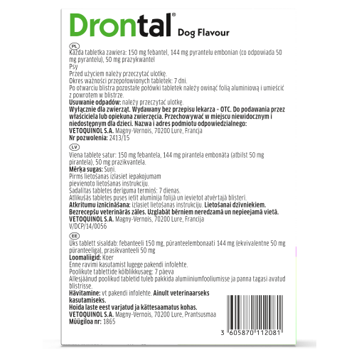 Vetoquinol Drontal Flavour Dla Psów Op. 2 Tabletki