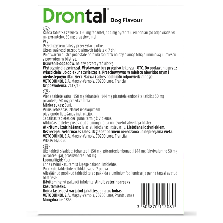 Vetoquinol Drontal Flavour Dla Psów Op. 2 Tabletki