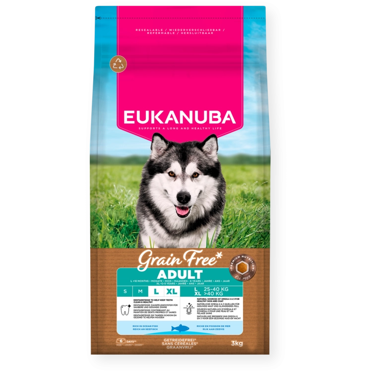 Eukanuba Grain Free Large Adult Ryby Ocean 3kg