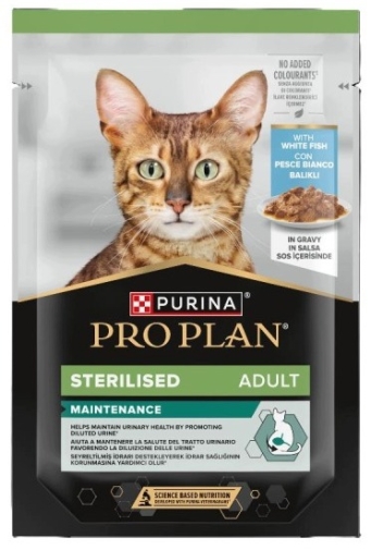 Pro Plan Cat saszetka 85g Sterilised Białe Ryby w sosie