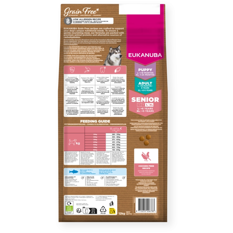 Eukanuba Grain Free Senior L/XL Ryby Oceaniczne 12kg