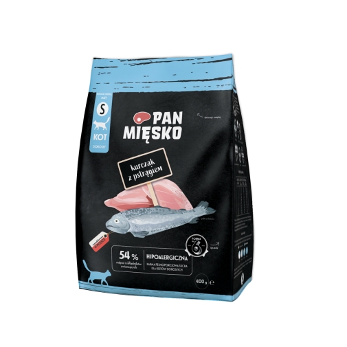 Pan Mięsko Karma Sucha Dla Kota Kurczak z Pstrągiem 400g