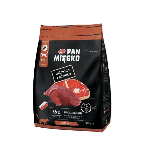 Pan Mięsko Karma Sucha Dla Kota Wołowina z Jeleniem "M" 400g