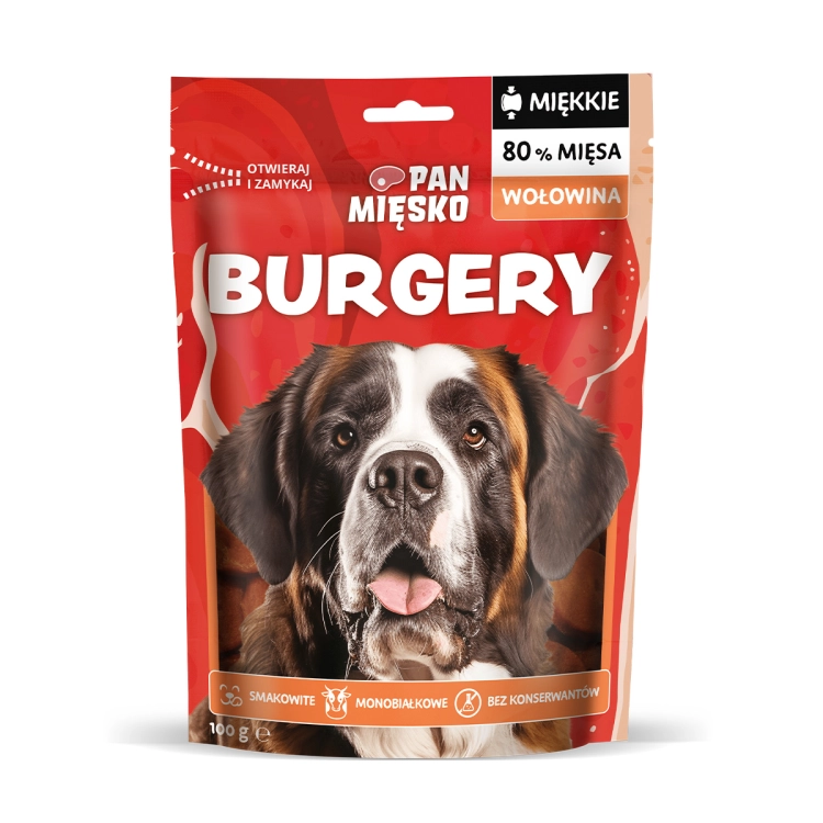 Pan Mięsko Przysmak dla Psa Burgery Wołowe 100g