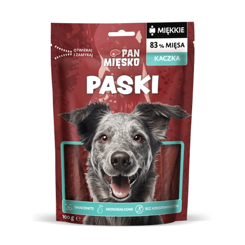 Pan Mięsko Przysmak dla Psa Paski z Kaczki 100g