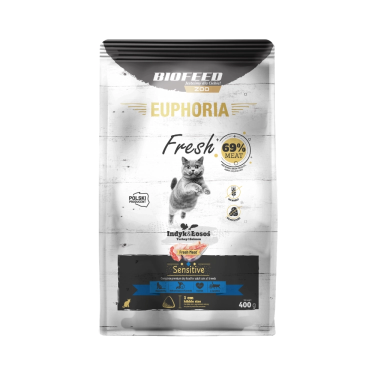 Euphoria Fresh Meat Cat Sensitive Łosoś z Indykiem 400g