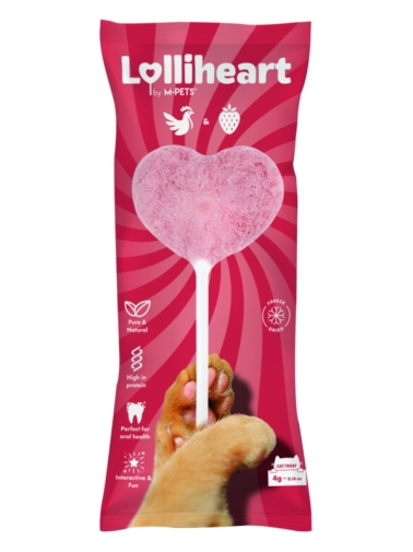 M-Pets LOLLIHEART Przysmak Dla Kota Kurczak & Truskawką 4g