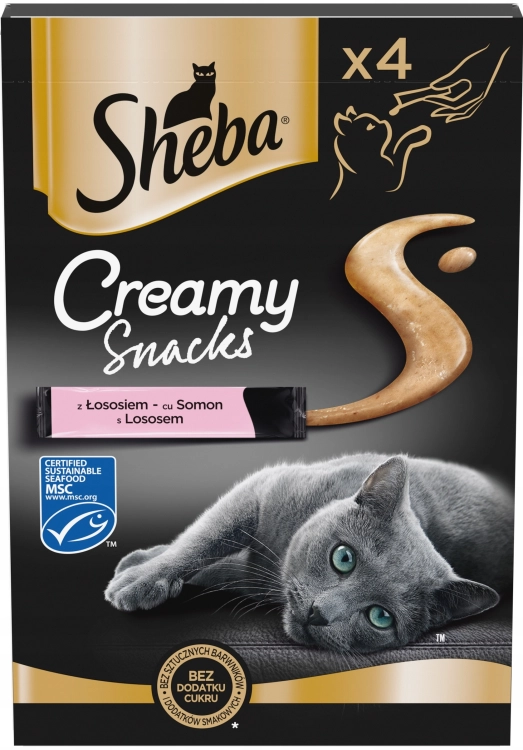Sheba Creamy Snacks Kremowy Przysmak z Łososiem dla Kota 4x12g