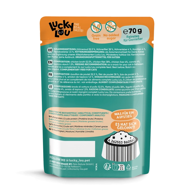 Lucky Lou Extrafood Kurczak i Wątróbka Kurczaka w Bulionie Saszetka 70g