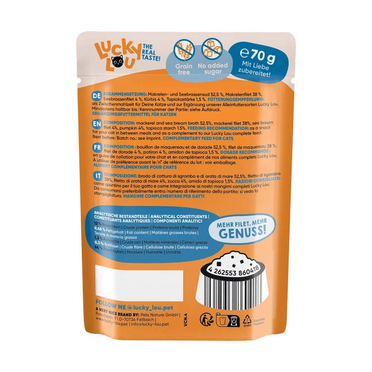 Lucky Lou Extrafood Makrela i Dorada w Galarecie saszetka 70g
