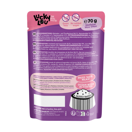 Lucky Lou Extrafood Makrela i Tuńczyk w Bulionie saszetka 70g