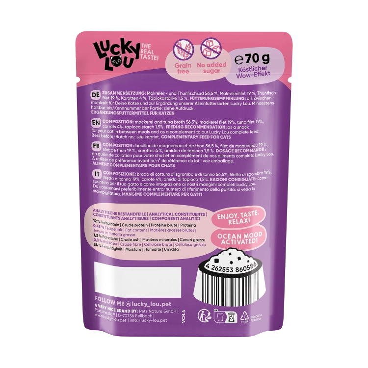 Lucky Lou Extrafood Makrela i Tuńczyk w Bulionie saszetka 70g