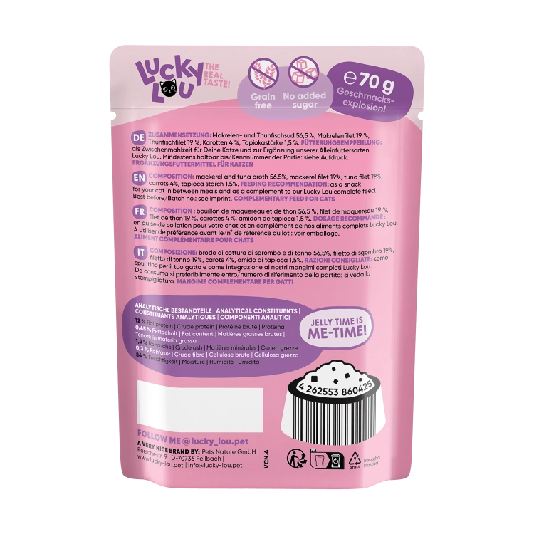 Lucky Lou Extrafood Makrela i Tuńczyk w Galarecie saszetka 70g