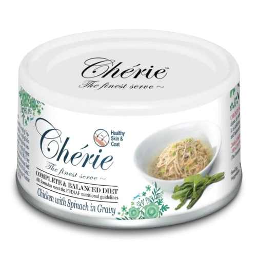 Cherie Skin&Coat Kurczak ze Szpinakiem na Parze puszka 80g