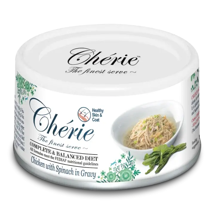 Cherie Skin&Coat Kurczak ze Szpinakiem na Parze puszka 80g