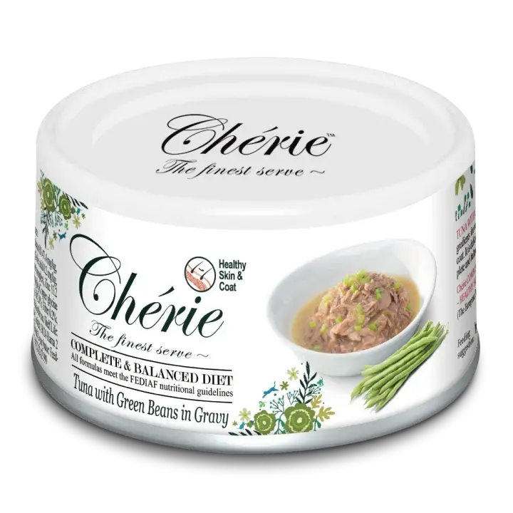 Cherie Skin&Coat Tuńczyk z Zielną Fasolką na Parze puszka 80g