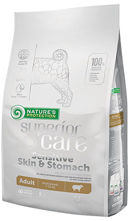 Nature's Protection Superior Care Sensitive Skin & Stomach Adult Small Breeds Jagnięcina 1,5kg